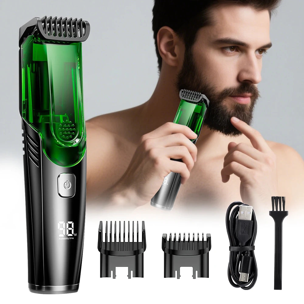 AFDEAL 2-in-1 Vacuum Beard Trimmer | 20-Length Grooming Kit Electric Beard Trimmer PRIMED