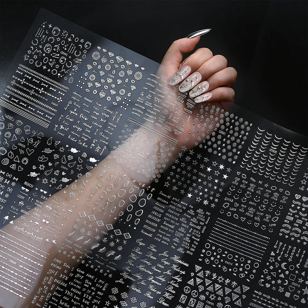 90Pcs 3D Nail Stickers – Stars, Shells & Constellation Decals Nail Art Stickers PRIMED