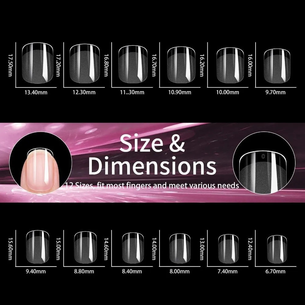 240pcs French Soft Gel Nail Tips – Almond Coffin Square