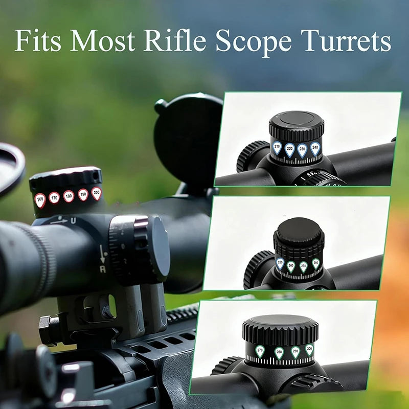 Scope Turret DOPE Sticker Set – 10 Sheets Distance Markers Scope Turret Stickers PRIMED