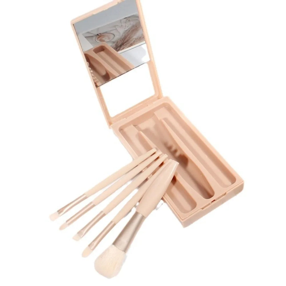 5-Piece Travel Makeup Brush Set with Mirror & Case