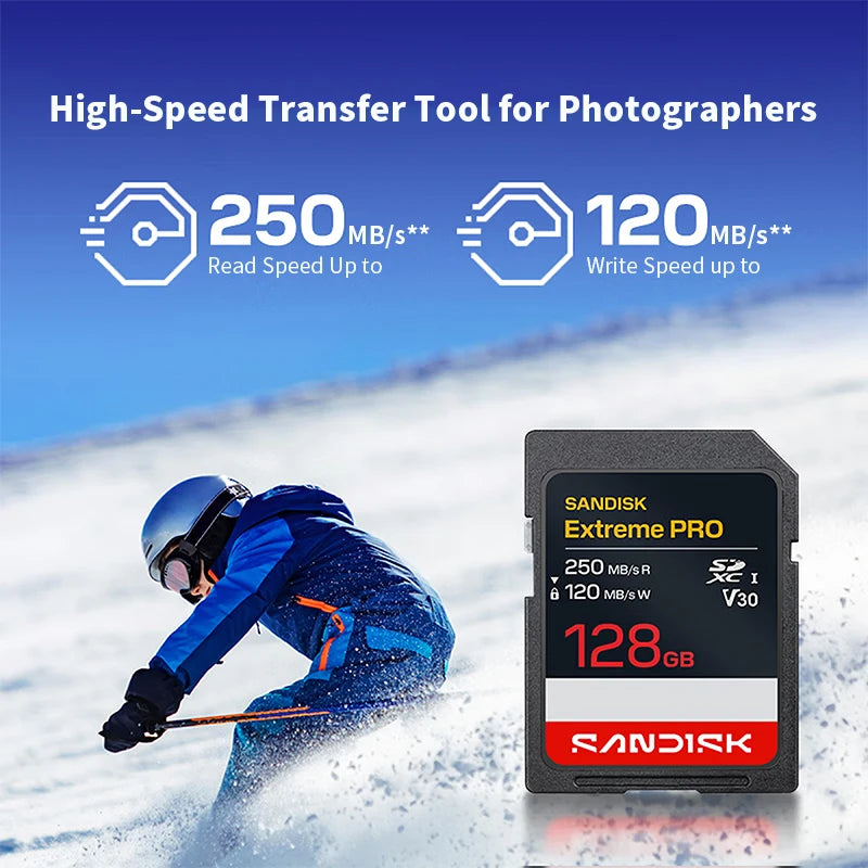 SanDisk Extreme PRO SDXC V30 UHS-I SD Card 64GB–512GB 4K