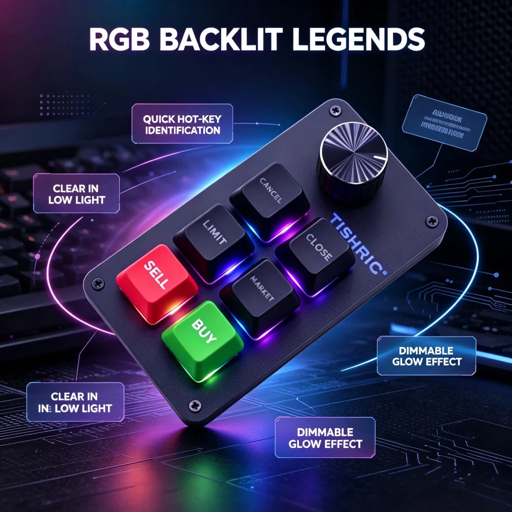 TISHRIC RGB Macro Keypad 6 Keys 1 Knob – Mechanical Mini Keyboard Macro Mechanical Keypad PRIMED