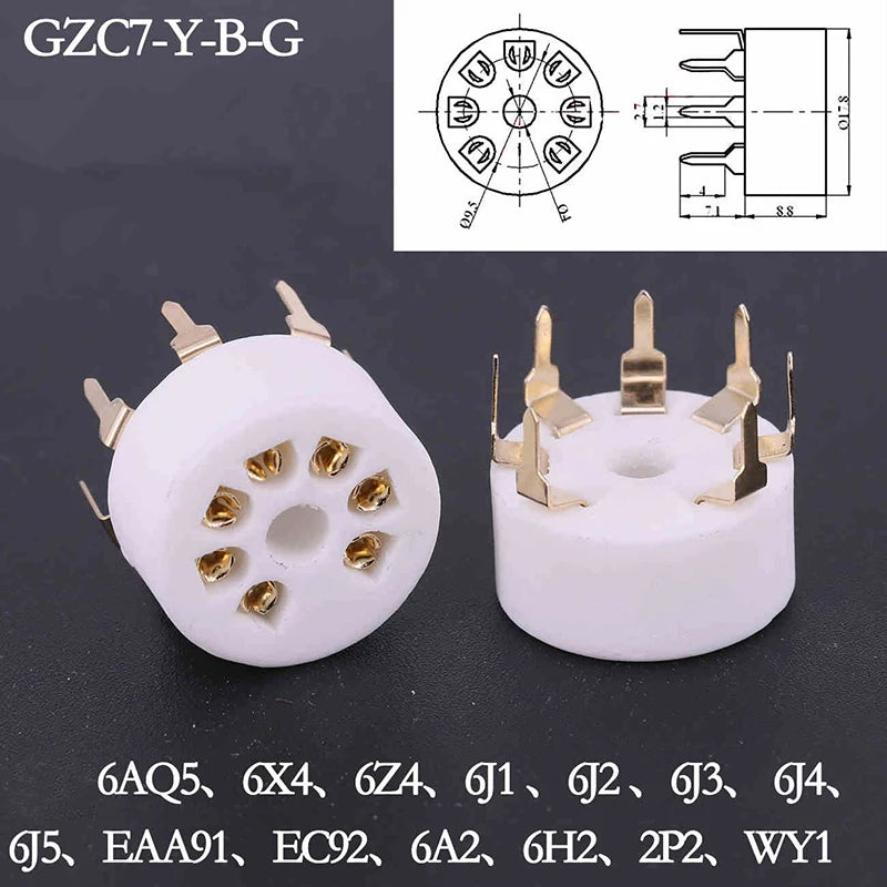 Gold-Plated 7-Pin B7G Vacuum Tube Socket | 6AQ5 6J1 6J2