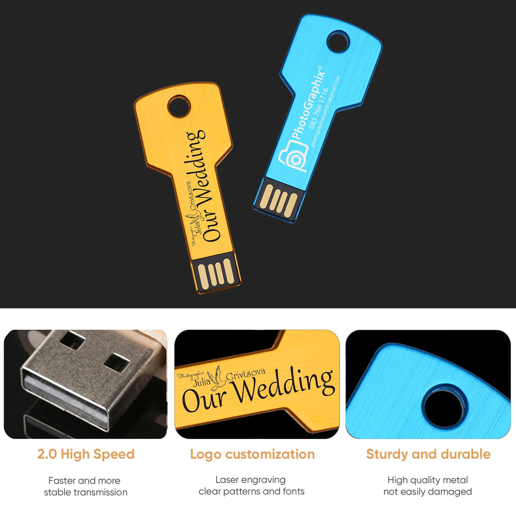 Metal USB Flash Drive 8–128GB | Custom Logo Key Pen Drive USB Flash Drive PRIMED