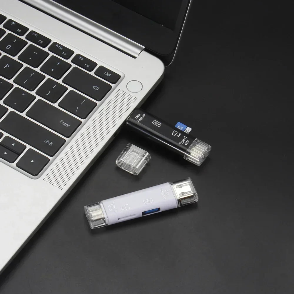 6-in-1 USB 3.0 Memory Card Reader – Type-C, OTG, SD & TF Memory Card Reader PRIMED