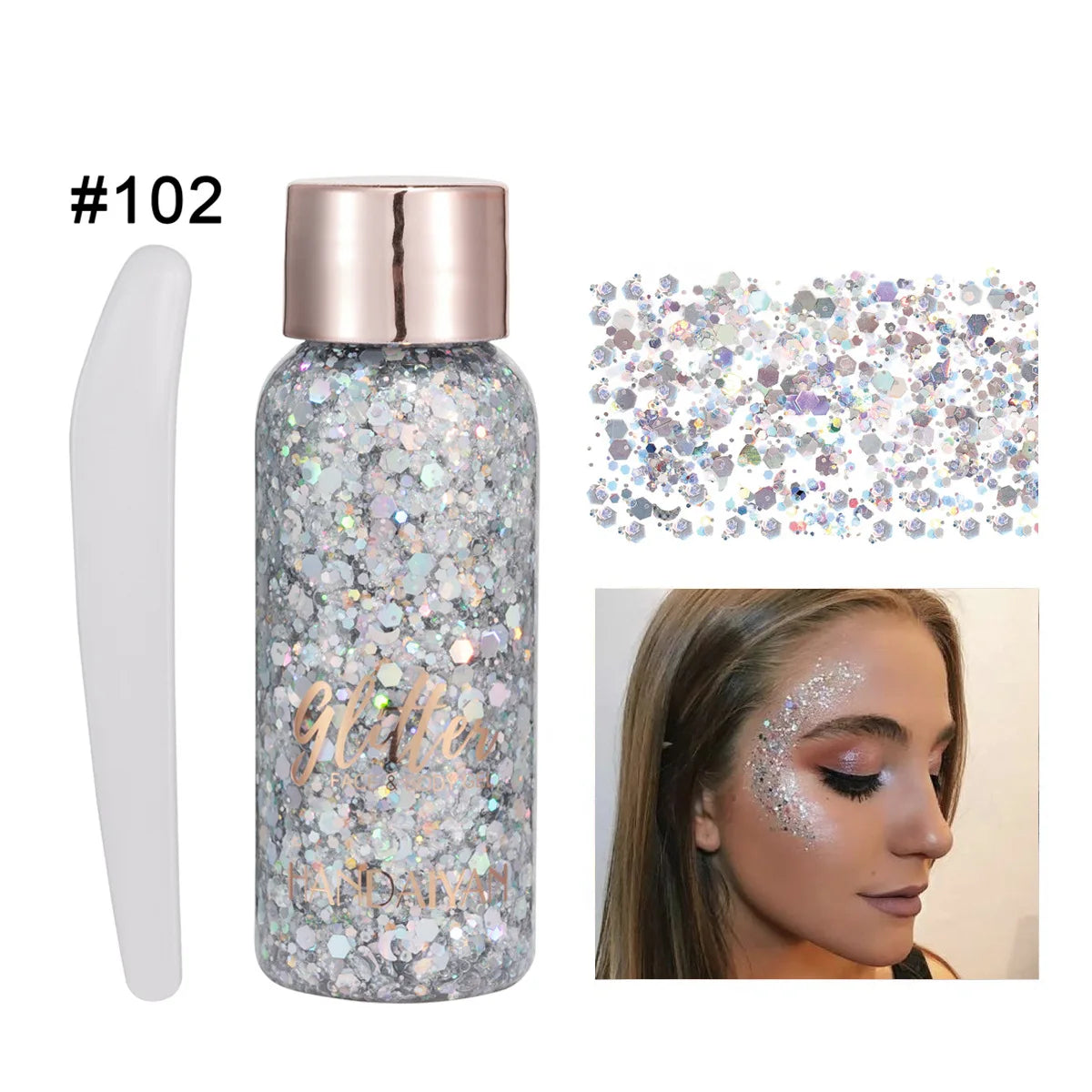 Mermaid Body Glitter Cream – Face, Hair, Nail Sequin Gel Body Glitter Gel PRIMED 102