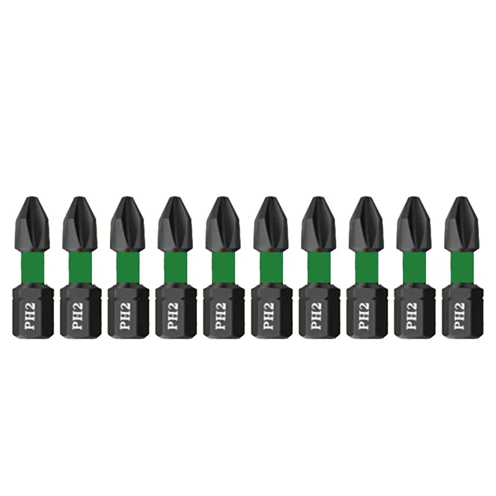 10-Pack 25mm PH2 Magnetic Screwdriver Bits | Non-Slip Steel