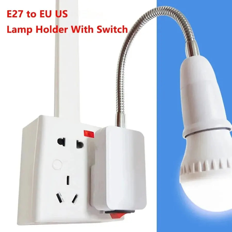 Flexible Gooseneck E27 Lamp Socket Converter – EU/US Plug Lamp Socket Converter PRIMED