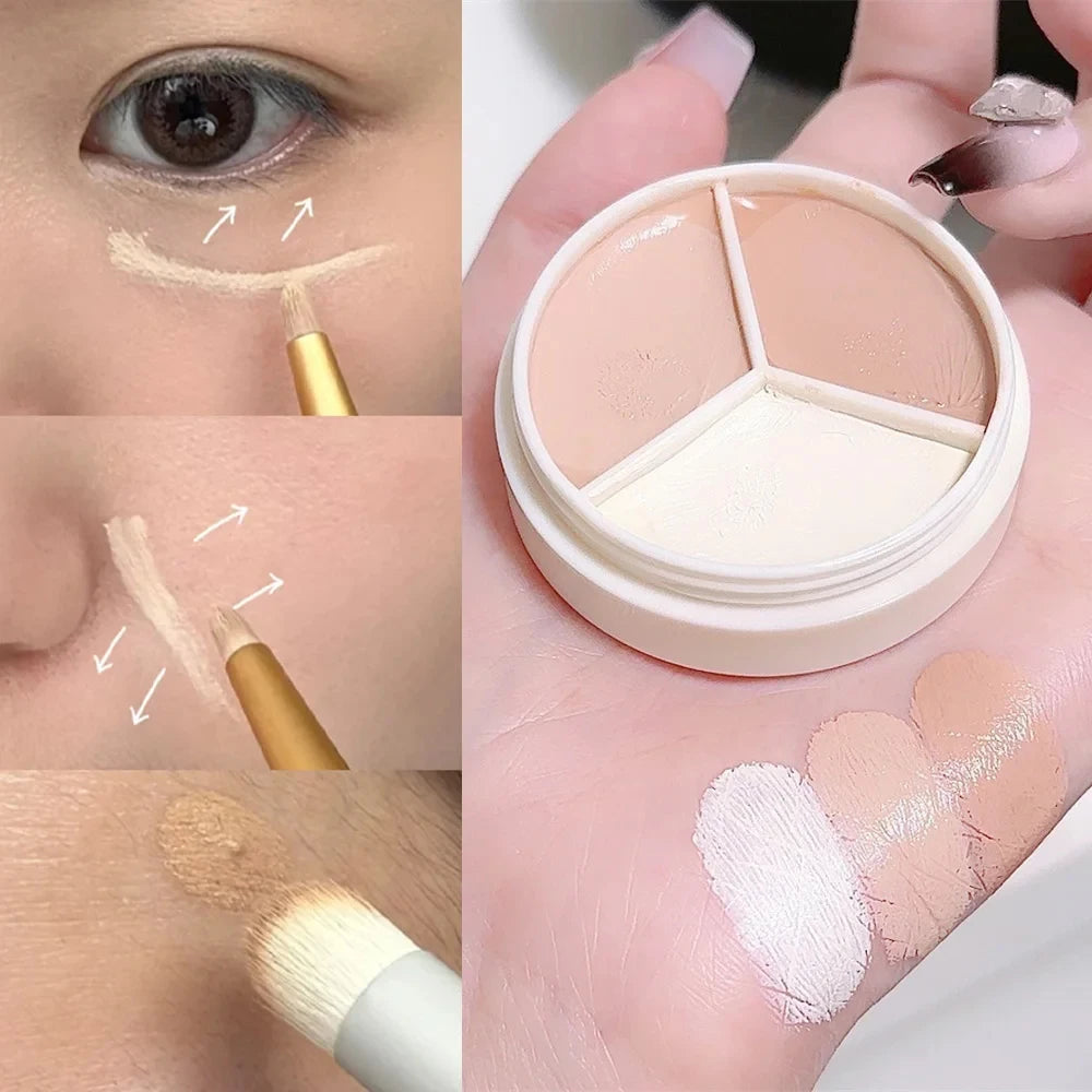 Tricolor Correcting Concealer Palette – Full Coverage Cream