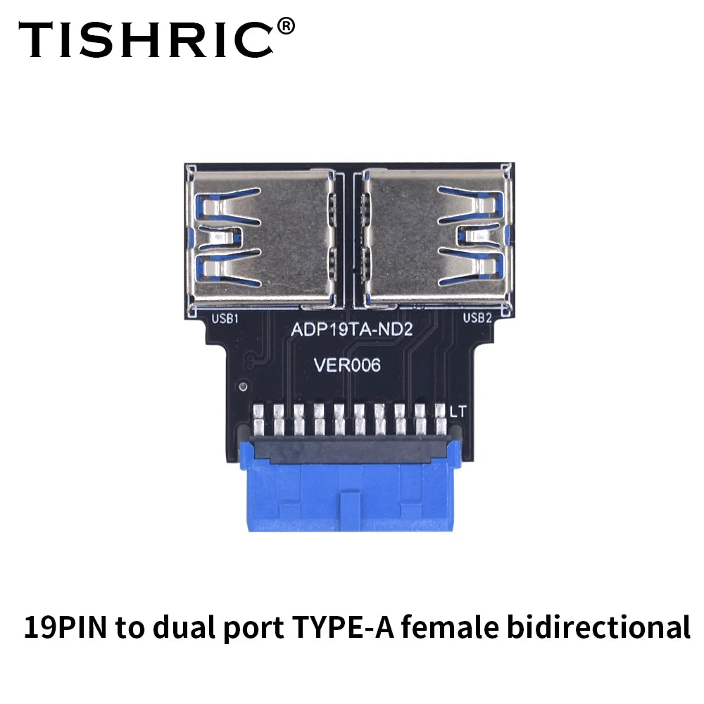 TISHRIC 19-Pin to USB Type-C & Dual USB 3.0 Front Panel Adapter USB Header Adapter PRIMED 19Pin to Type A China Mainland