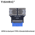 TISHRIC 19-Pin to USB Type-C & Dual USB 3.0 Front Panel Adapter USB Header Adapter PRIMED 19Pin to Type A China Mainland