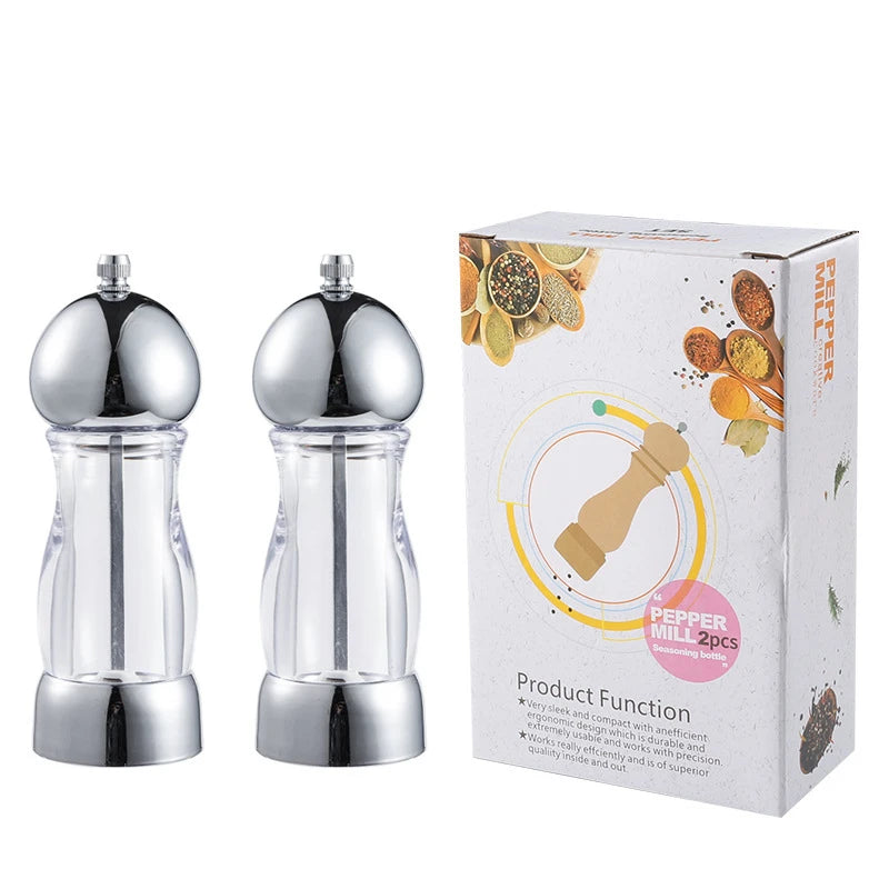 LMETJMA 6-Inch Salt & Pepper Grinder Mill – Adjustable Coarseness Salt & Pepper Mill PRIMED 1 set