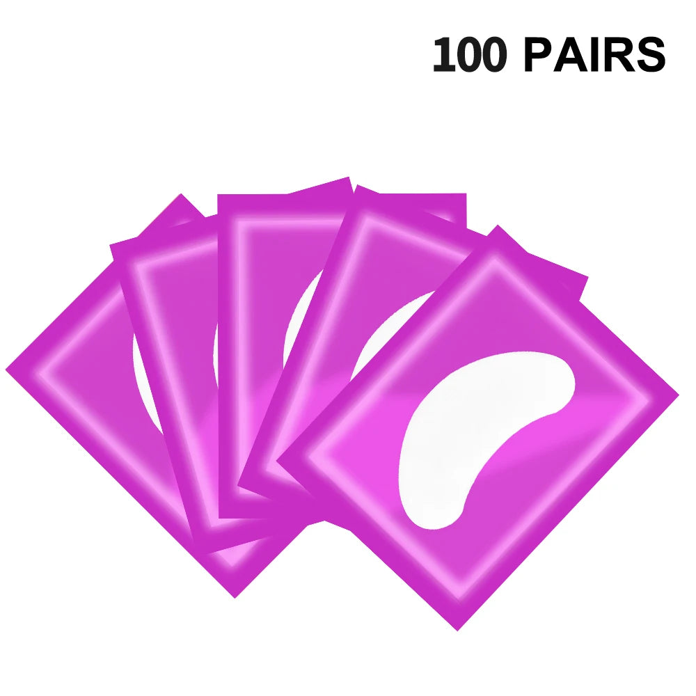 100 Pairs Hydrogel Under Eye Pads for Eyelash Extensions Eyelash Extension Pads PRIMED PT-100pcs Purple