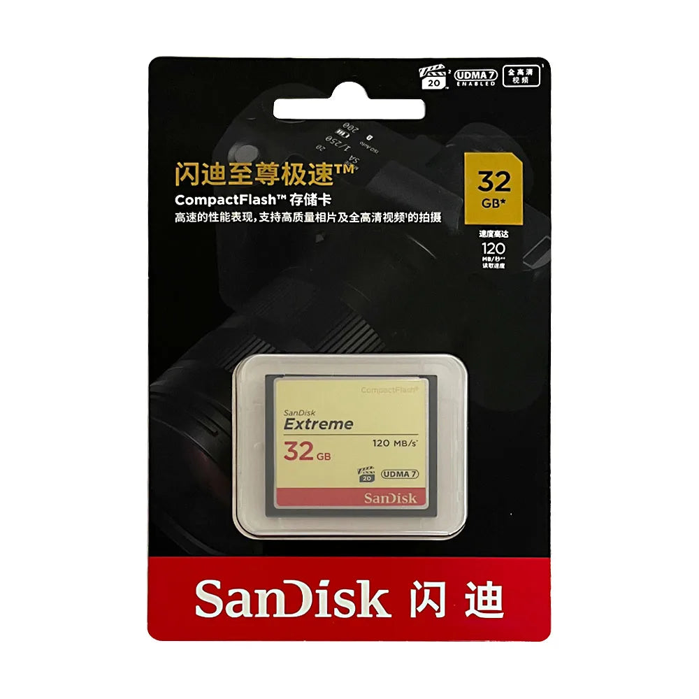 SanDisk Extreme CF Card 32/64/128GB 120MB/s UDMA7 DSLR CompactFlash Memory Card PRIMED 32GB