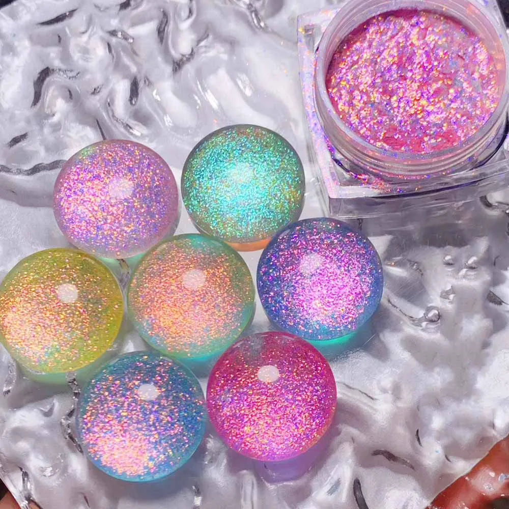 8-Color Iridescent Aurora Chameleon Nail Glitter Powder Nail Glitter Powder PRIMED