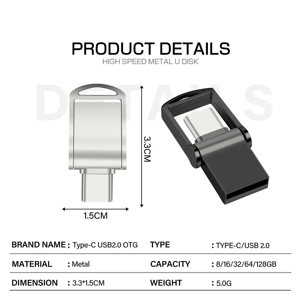 JASTER 2-in-1 Type-C USB Flash Drive Metal OTG Pendrive USB Flash Drive PRIMED