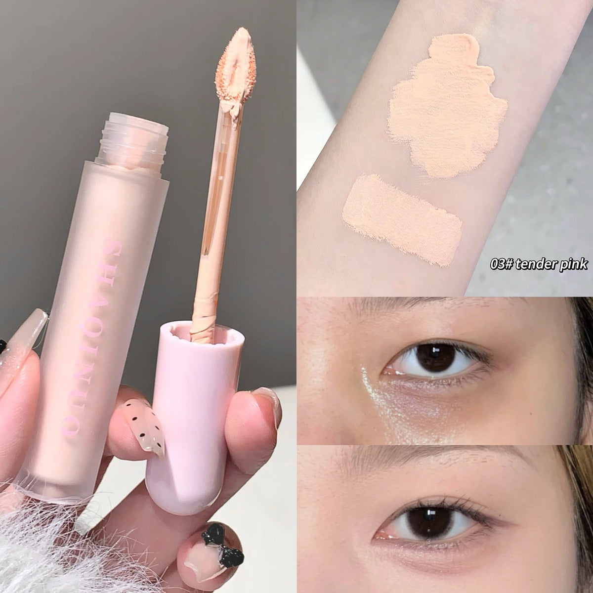 SHAQINUO Liquid Concealer – Full Coverage Waterproof, 3 Shades