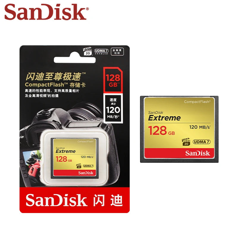 SanDisk Extreme CF Card UDMA-7 VPG20 – 32GB 64GB 128GB CompactFlash Memory Card PRIMED