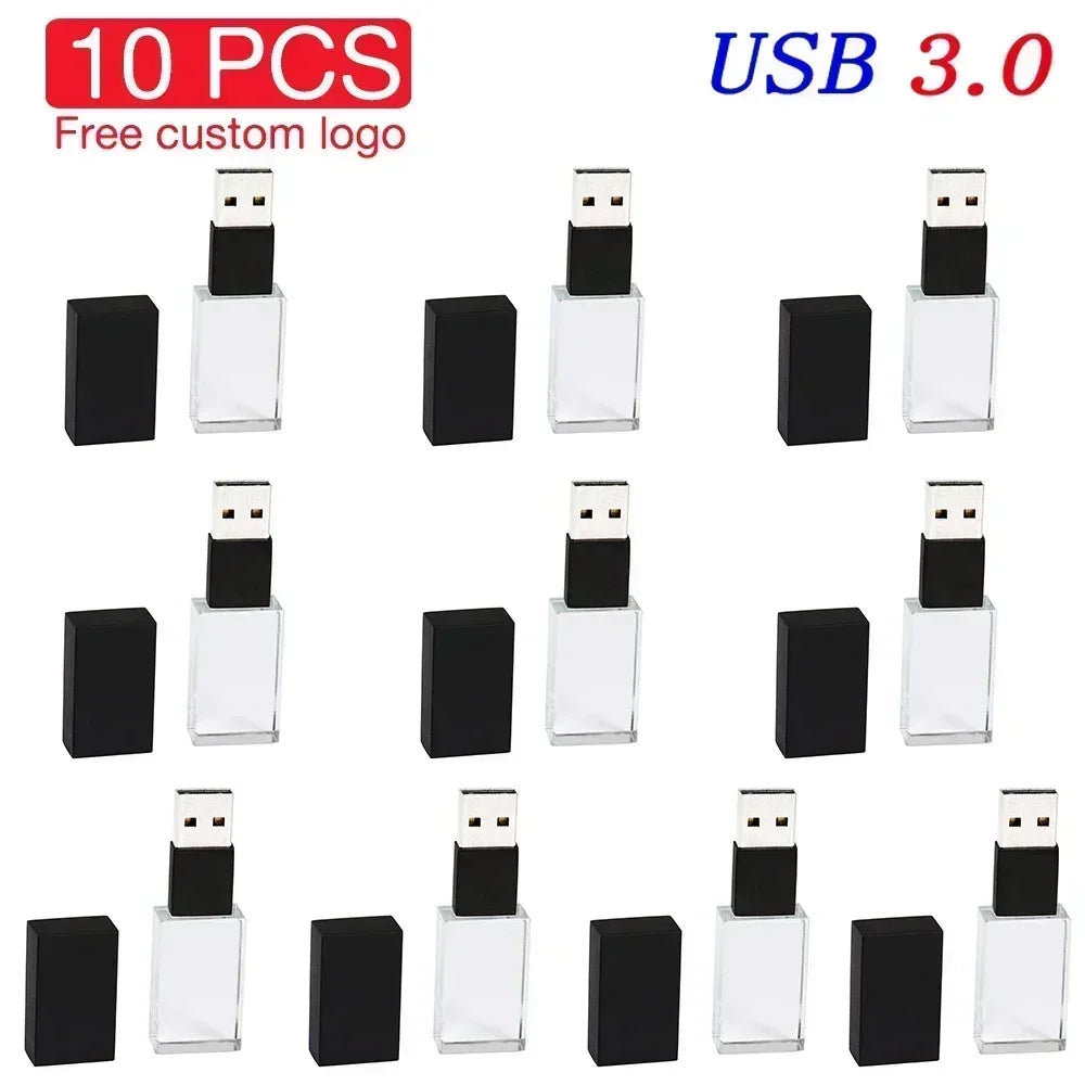 10-Pack 128GB Crystal USB 3.0 Flash Drives – Free Custom Logo USB Flash Drive PRIMED 4GB Black without box China Mainland