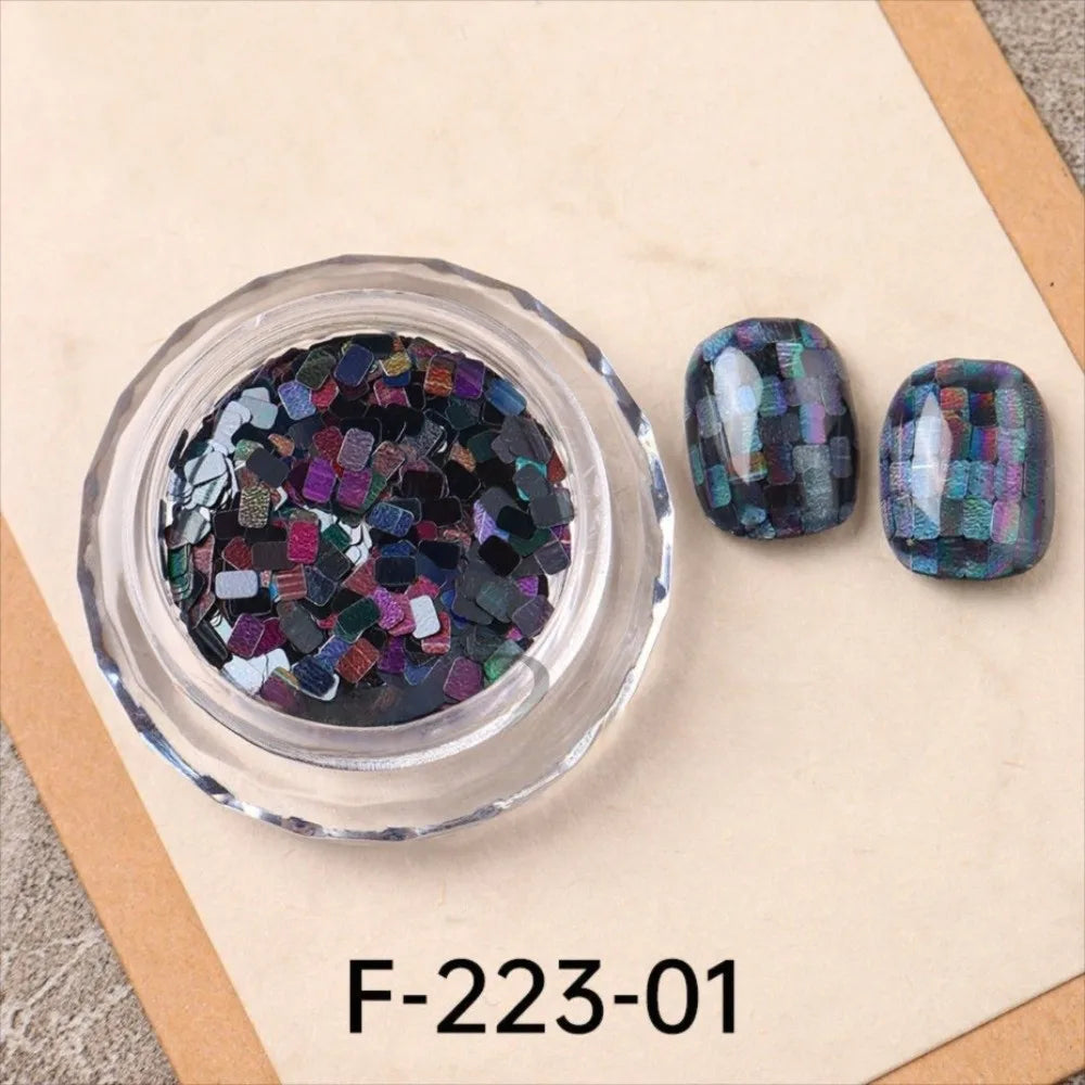 Holographic Square Nail Sequins – Silvery Laser Glitter Art