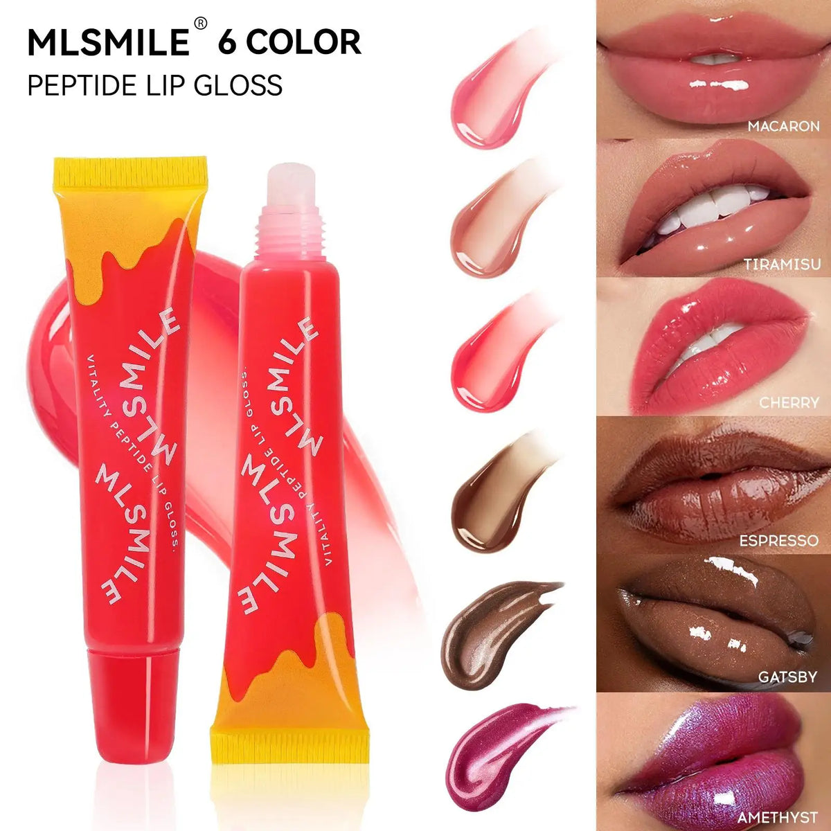 MLSMILE Peptide Plumping Lip Gloss – Clear Hydrating Glaze Plumping Lip Gloss PRIMED