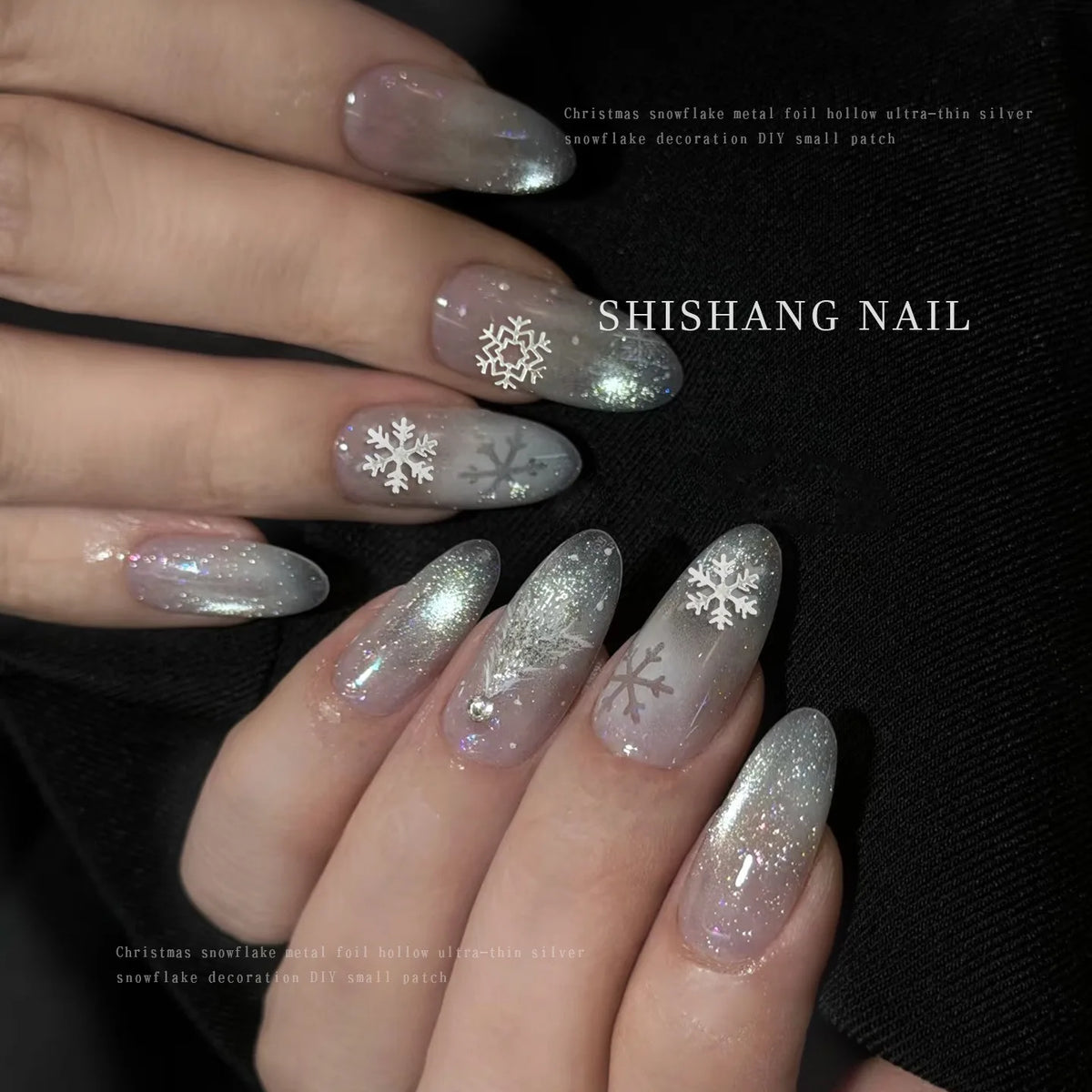 Silver Snowflake Nail Charms 50pcs – Hollow Metal Flatback Art Nail Art Charms PRIMED