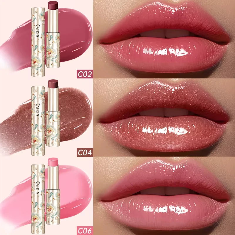 CATKIN Glossy Lip Balm – 12H Hydrating Tinted Lipstick Glossy Lip Balm PRIMED C02 C04 C06