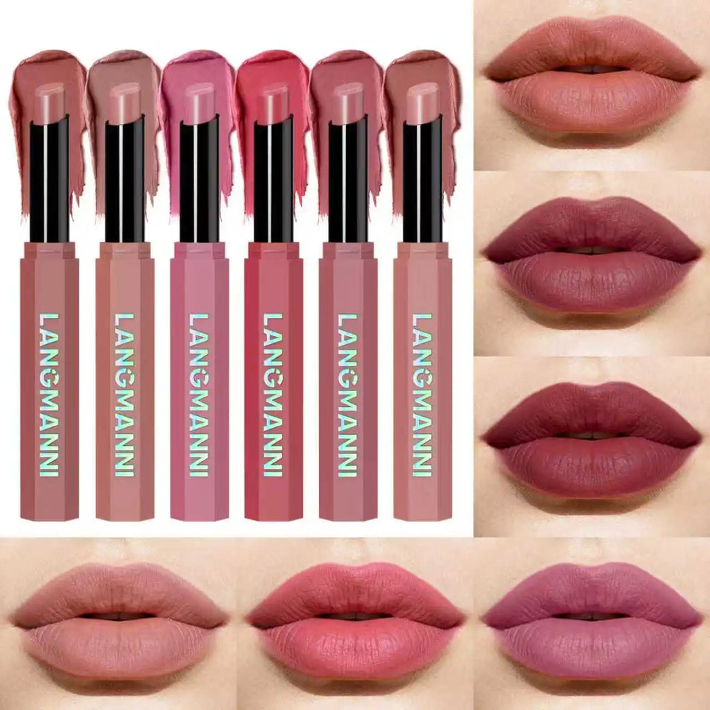 Langmanni Velvet Matte Lipstick Pencil – 12 Colors, Waterproof