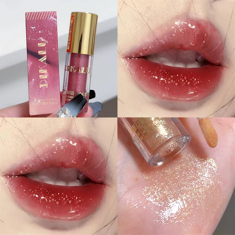 Pearl Diamond Glitter Lip Gloss – Moisturizing Plumping Tint Glitter Lip Gloss PRIMED D02