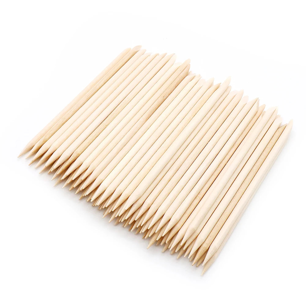 Wood Nail Cuticle Sticks Double-Ended Orange Sticks 100/200/500Pcs