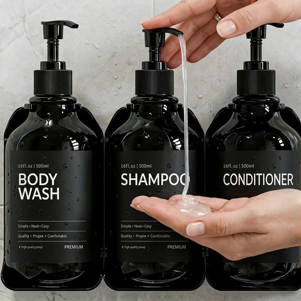 Wall Mount Shampoo & Conditioner Dispenser – 2 or 3 Chamber Set Shower Dispenser Set PRIMED