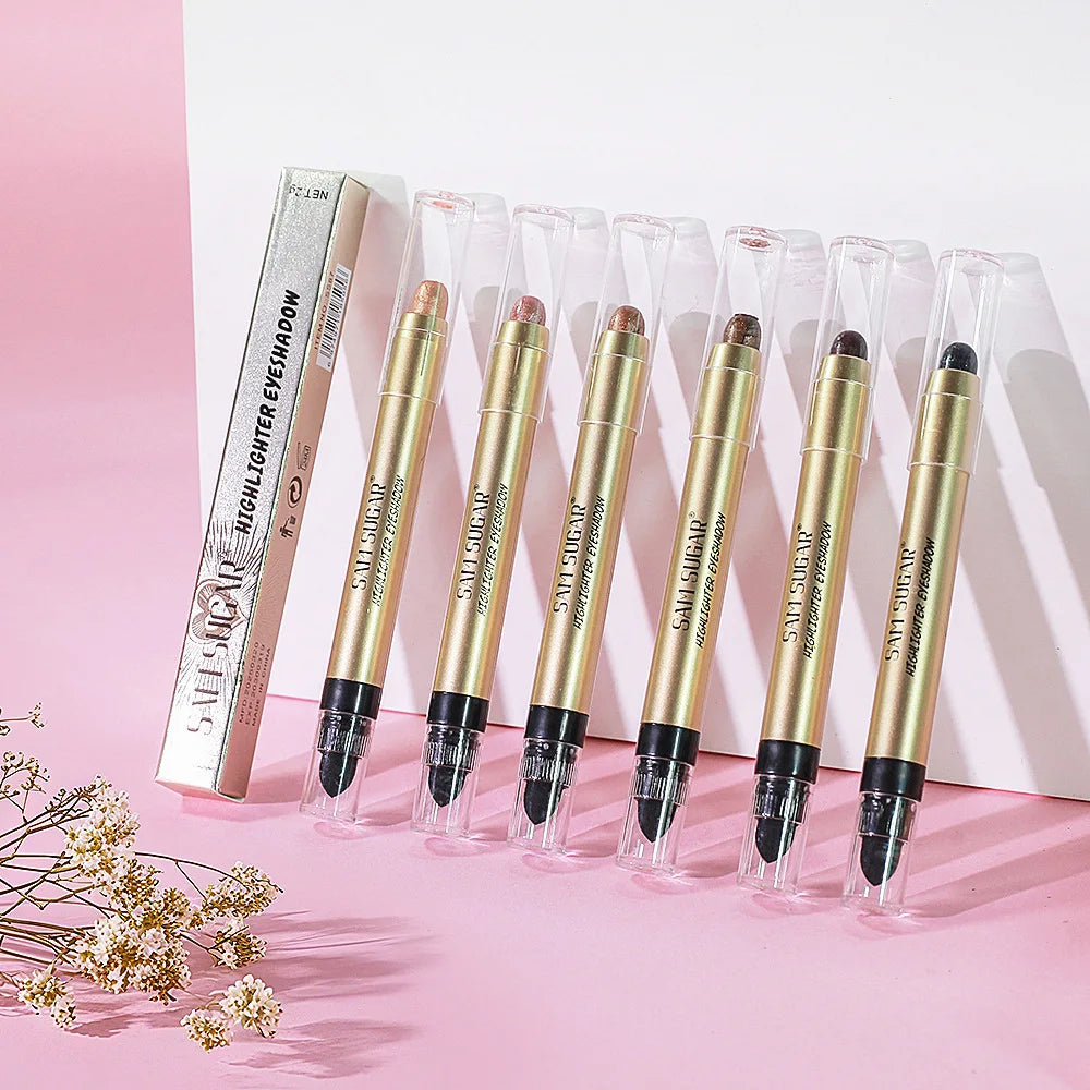 Double-Ended Eyeshadow Stick & Brush – 6 Pearlescent Shades Eyeshadow Stick PRIMED
