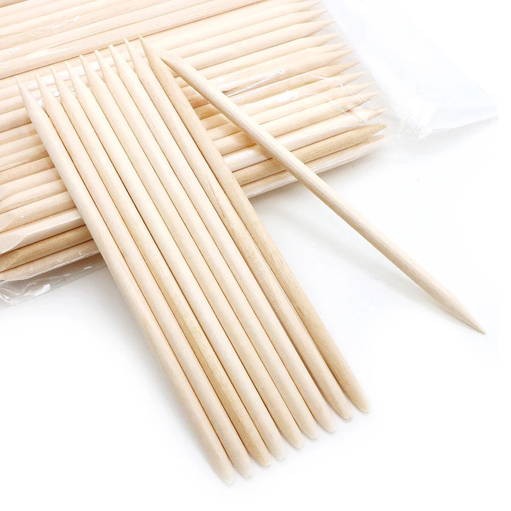 Wood Nail Cuticle Sticks Double-Ended Orange Sticks 100/200/500Pcs