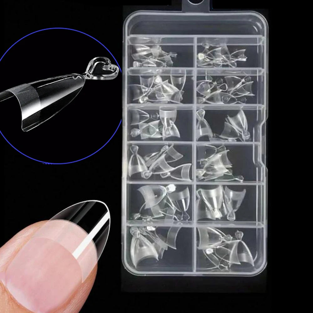 120pcs Glossy French Press On Nails Almond Full Coverage Set