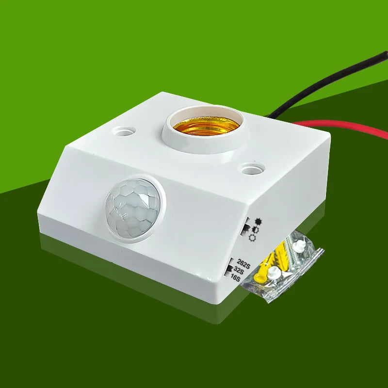 E27 PIR Motion Sensor Lamp Holder Socket | AC85-265V Auto LED PIR Sensor Lamp Socket PRIMED
