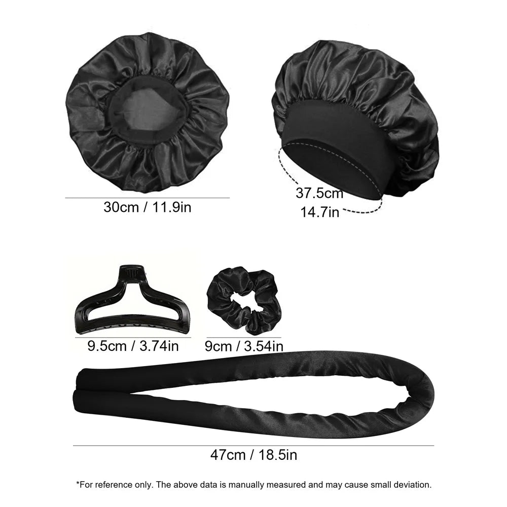 Sponge Hair Curlers Set – 4 Heatless Soft Curling Rods & Scrunchies