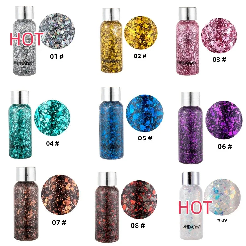 HANDAIYAN Body & Face Glitter Gel – Waterproof Sequins Makeup Body Glitter Gel PRIMED
