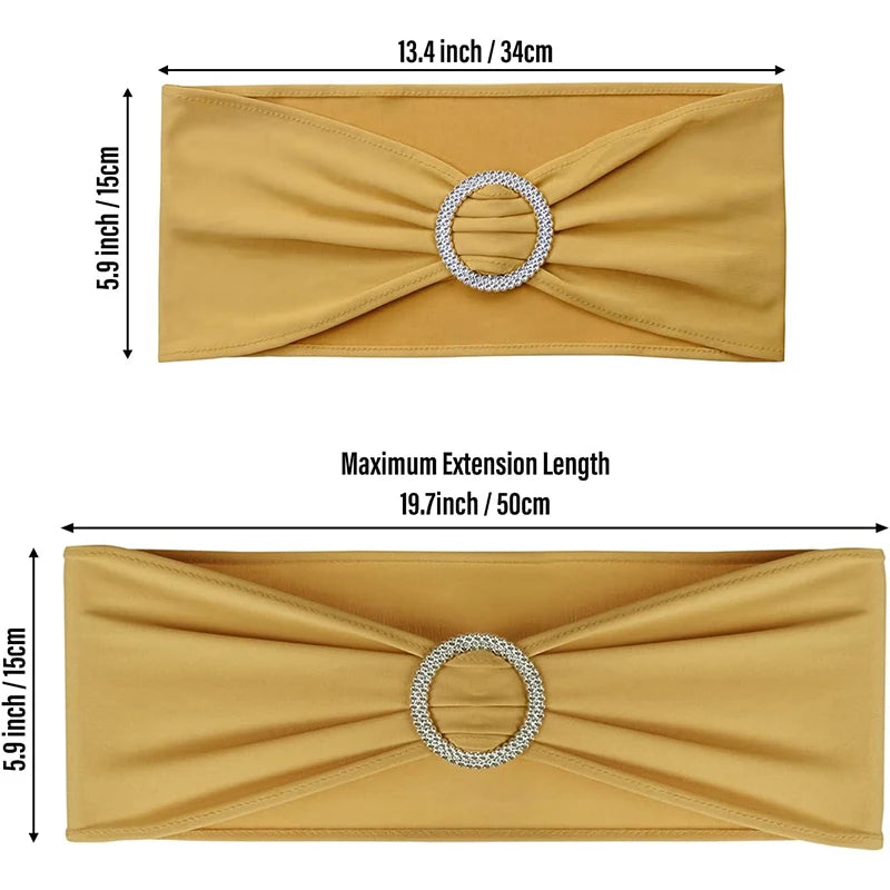 10 Pcs Spandex Chair Sashes with Buckle Slider | Wedding Décor