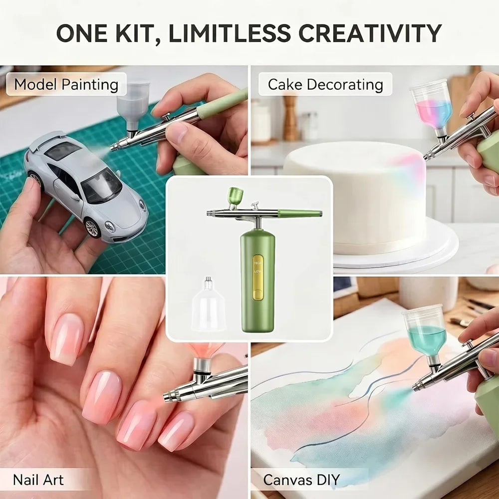Portable Airbrush Kit with Compressor – Nail Art & Crafts Airbrush Compressor Kit PRIMED