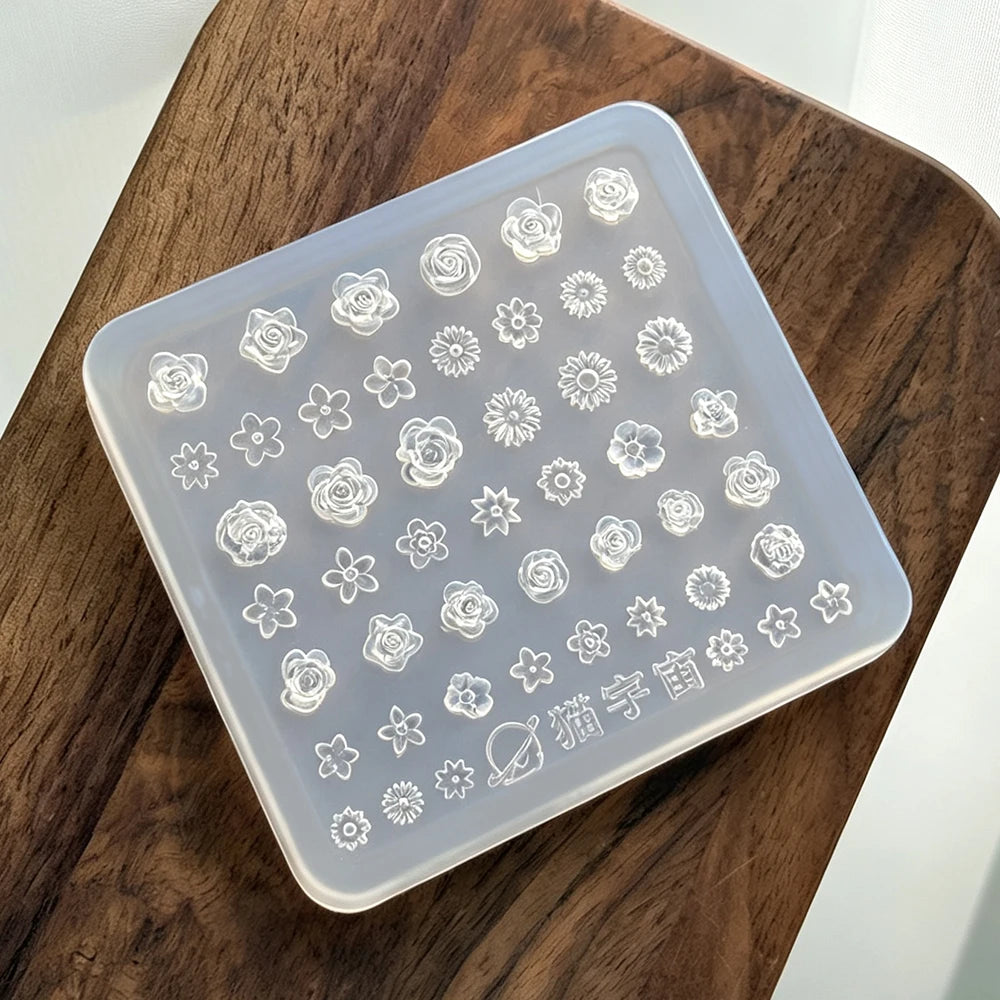 3D Floral Silicone Nail Art Mold – Rose & Mixed Flower DIY