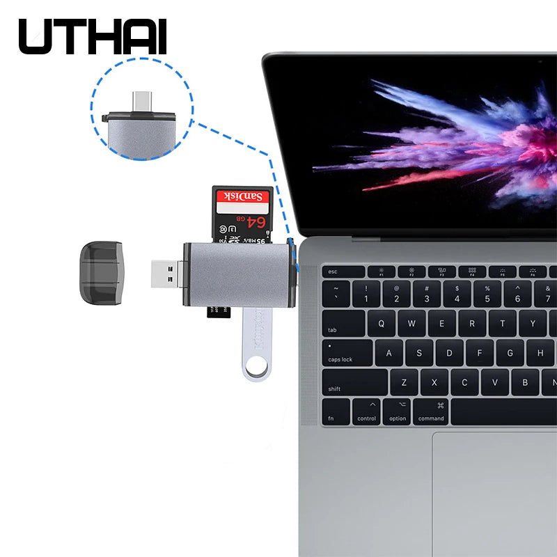 UTHAI J17 6-in-1 USB-C OTG Card Reader SD TF Adapter USB-C Card Reader PRIMED