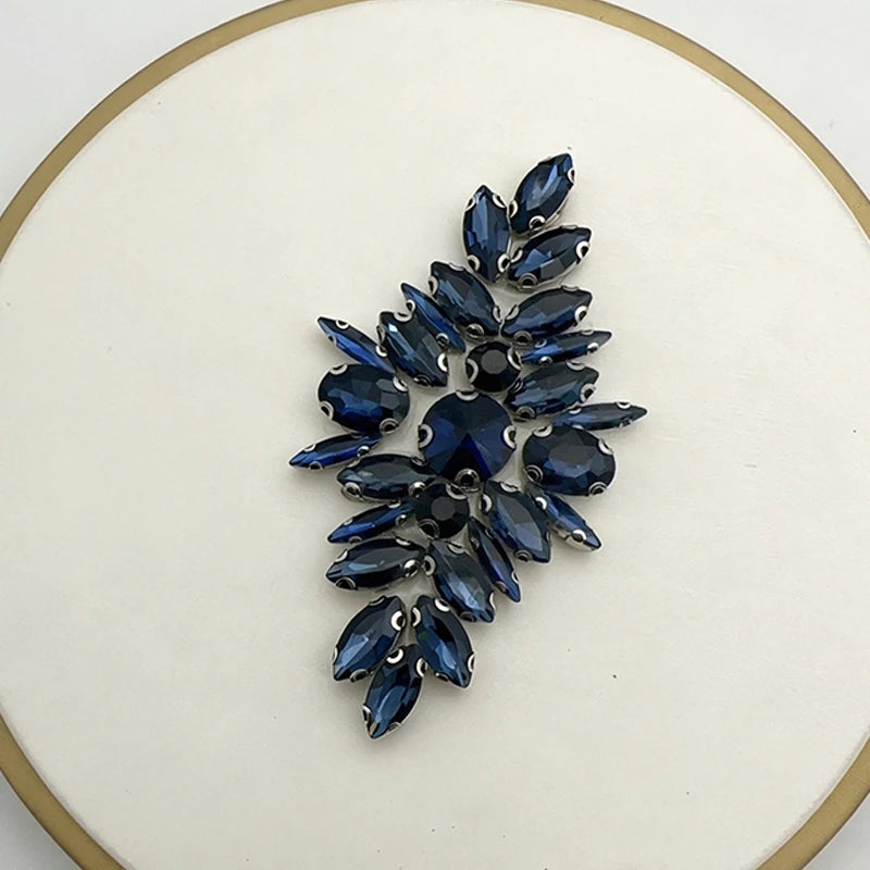 Iron-On Rhinestone Floral Applique – Crystal Patch for Bridal DIY