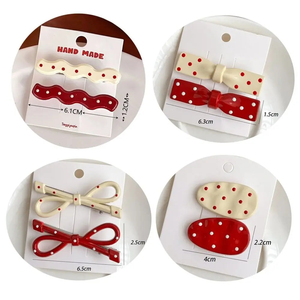 Retro Polka Dot Hair Clips – Seamless Bangs Barrettes Women
