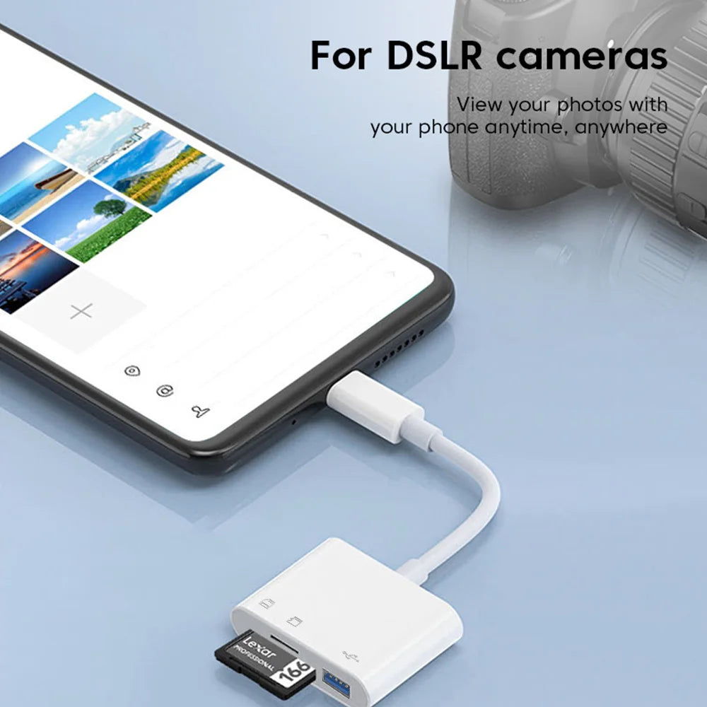 3-in-1 Type-C Card Reader – USB, SD & TF OTG Adapter Card Reader Adapter PRIMED