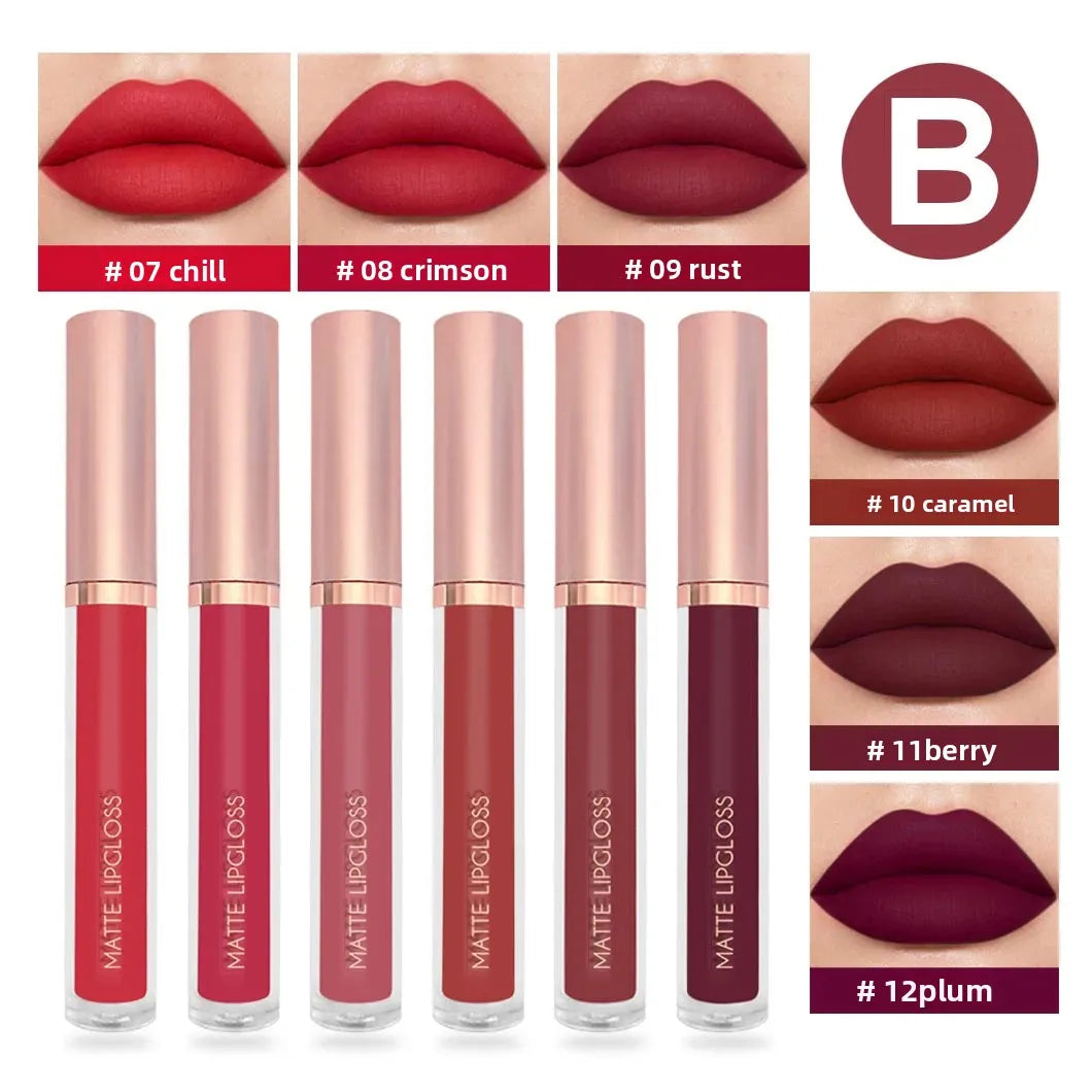 Mirsist 6-Color Matte Liquid Lipstick Set – Waterproof & Long-Lasting