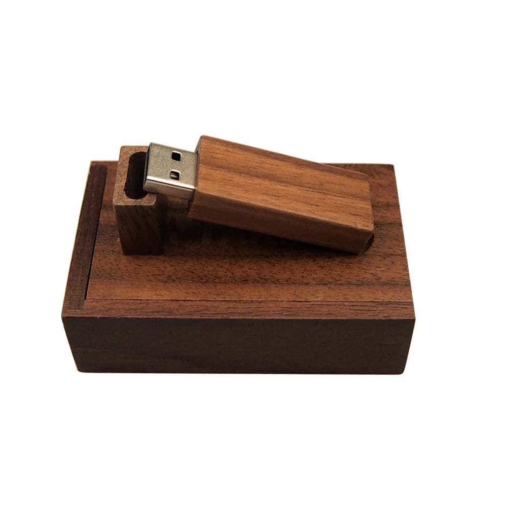 Wooden USB Flash Drive 8GB | Custom Logo Bamboo Walnut Gift Wooden USB Flash Drive PRIMED 8 GB Brown wood with box