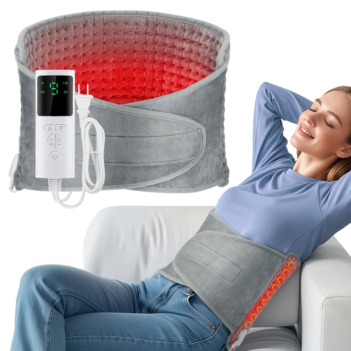 Hailicare Electric Heating Pad – 9-Level Waist & Back Warmer Electric Heating Pad PRIMED