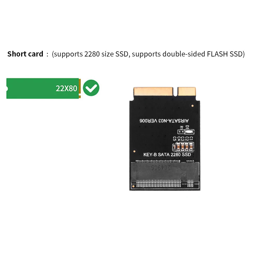 TISHRIC M.2 NGFF SSD Adapter for MacBook Air 2012 A1465 A1466 SSD Adapter Card PRIMED