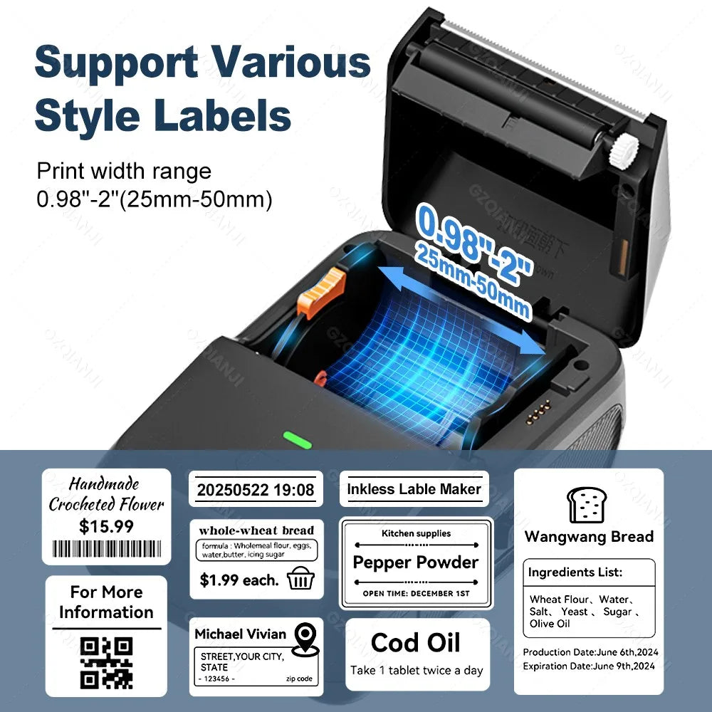 P2 Mini Bluetooth Thermal Label Printer – Barcode & Food Labels Thermal Label Printer PRIMED